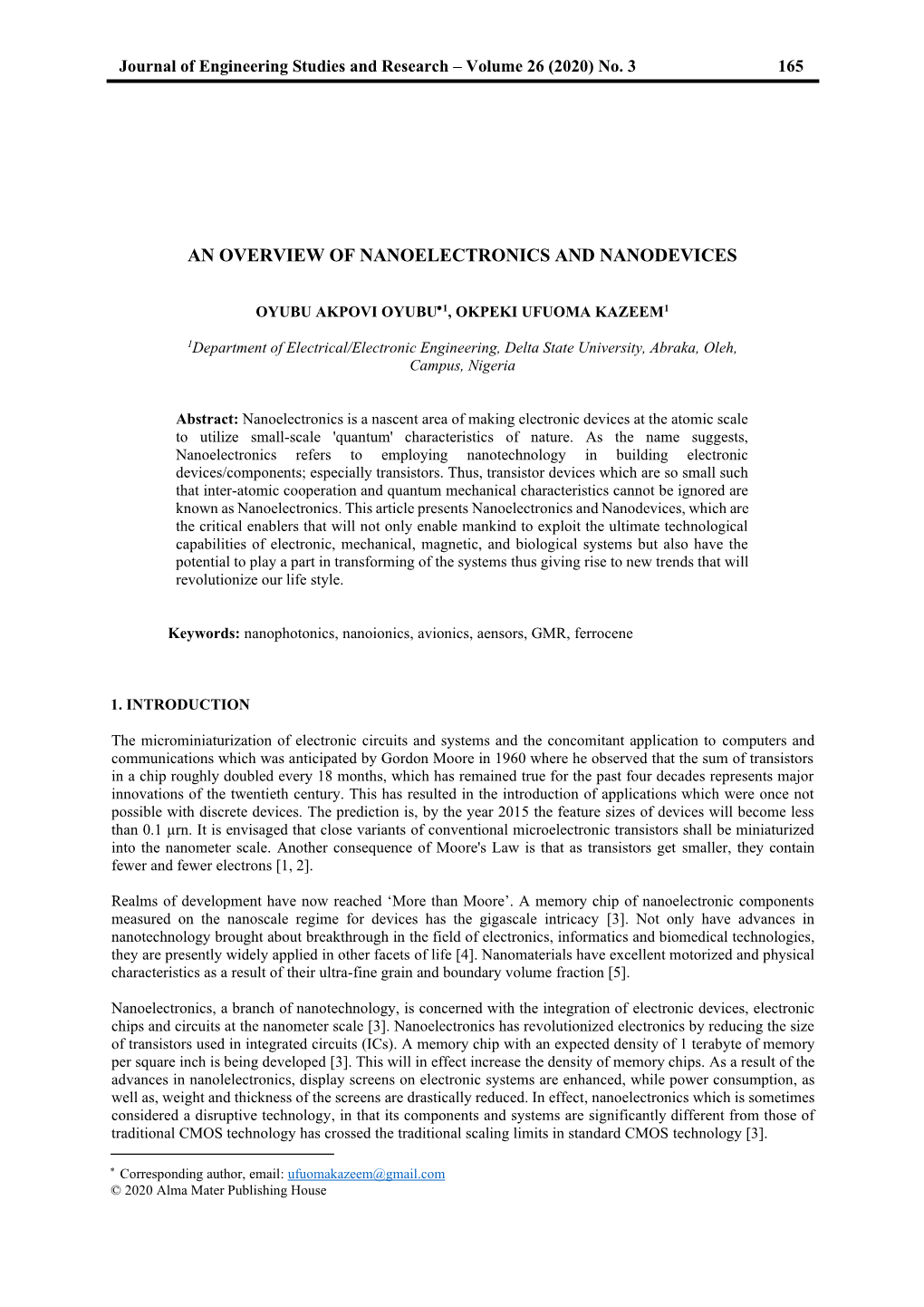 An Overview of Nanoelectronics and Nanodevices