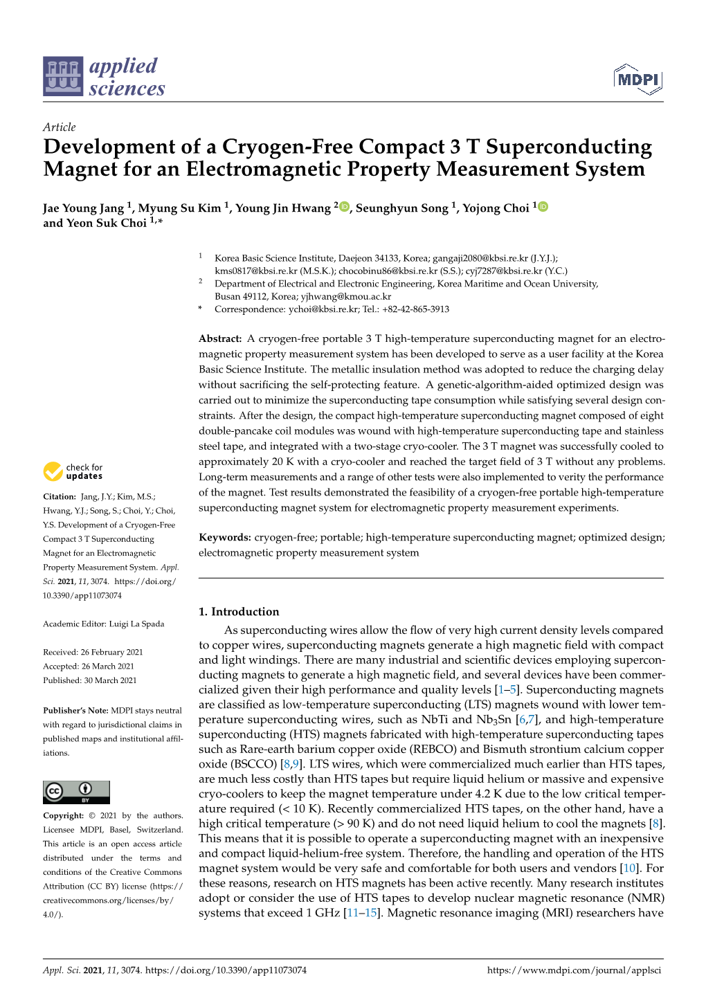 Development of a Cryogen-Free Compact 3 T Superconducting Magnet for an Electromagnetic Property Measurement System