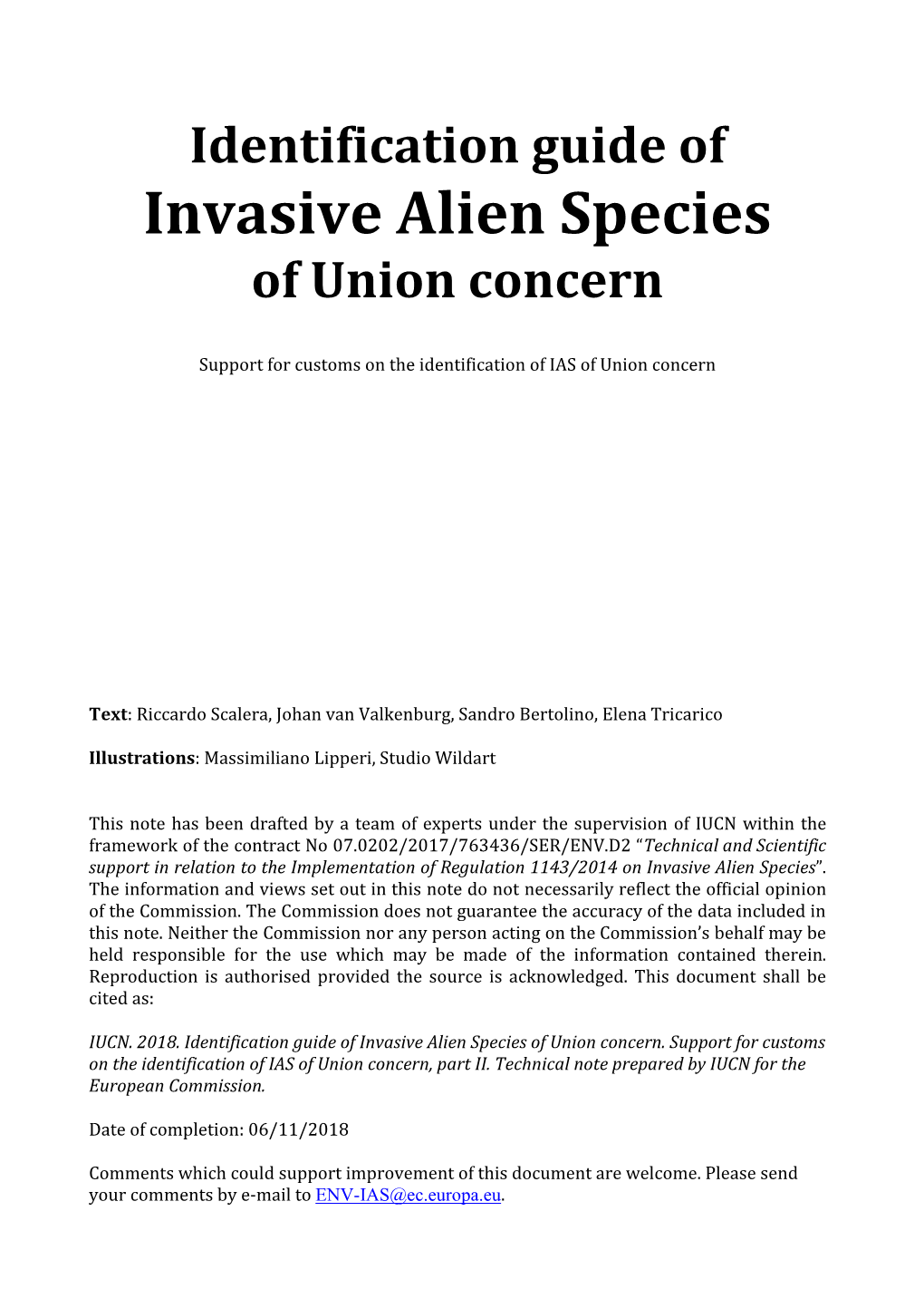 Identification Guide of Invasive Alien Species of Union Concern