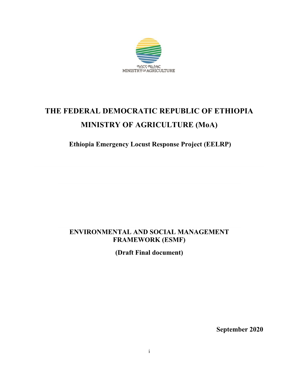 Ethiopia Emergency Locust Response Project (EELRP)