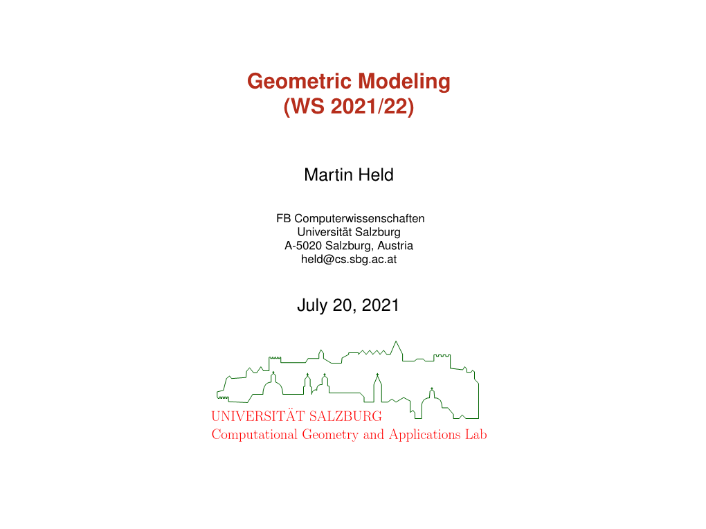 Geometric Modeling (WS 2021/22)