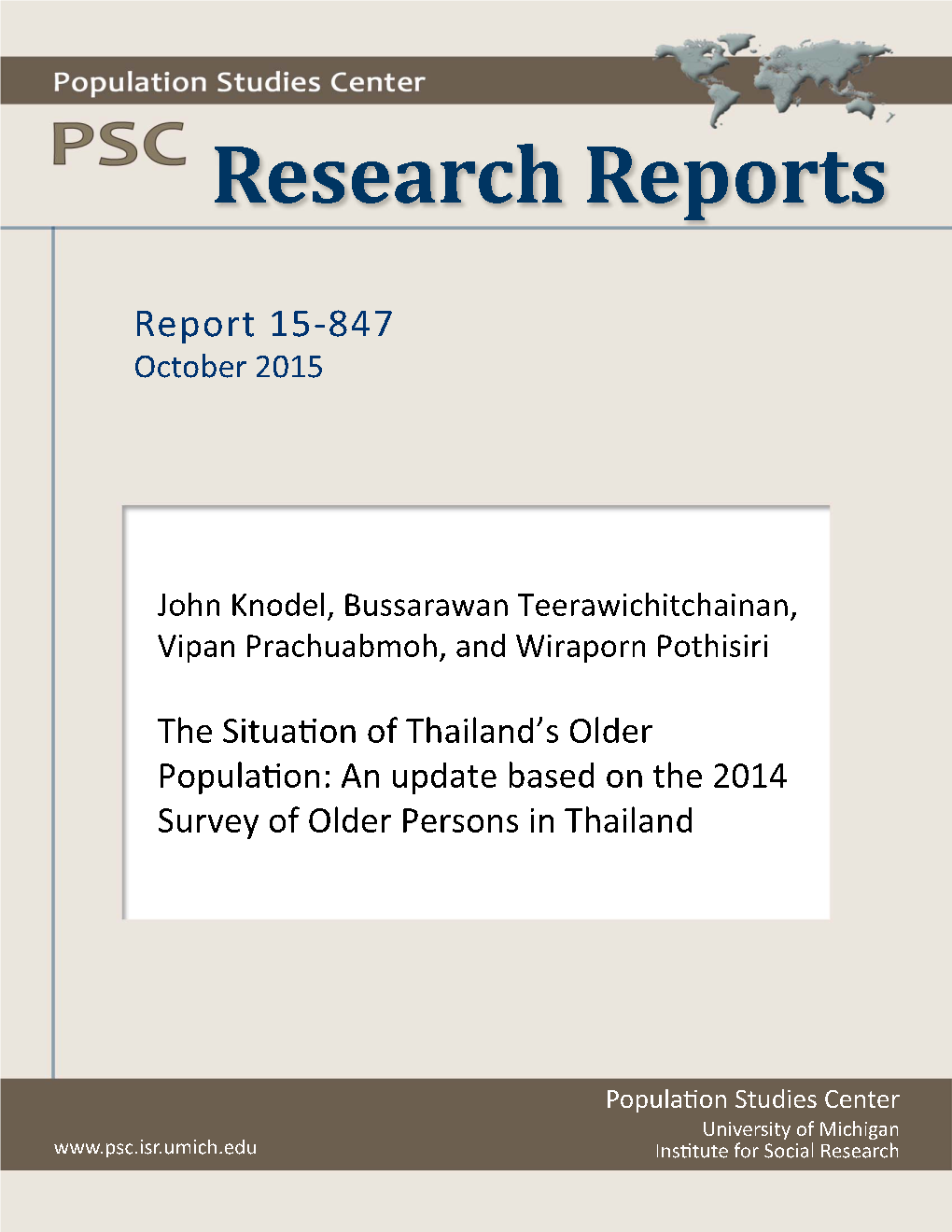 An Update Based on the 2014 Survey of Older Persons in Thailand