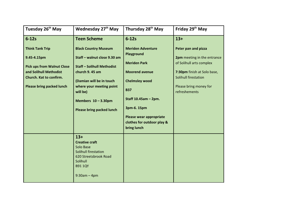 May Half Term Project Overview