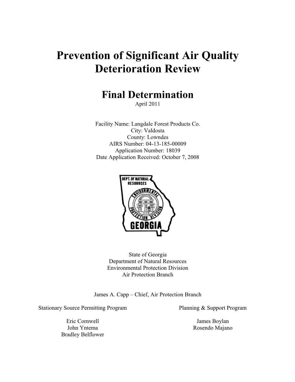 Prevention of Significant Air Quality Deterioration Review