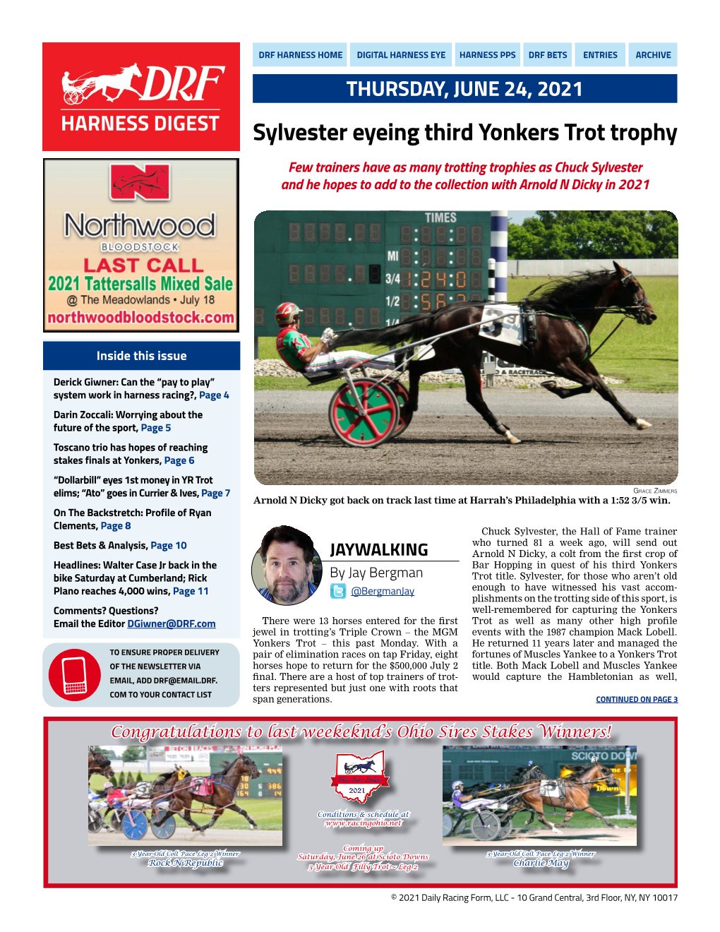 Sylvester Eyeing Third Yonkers Trot Trophy