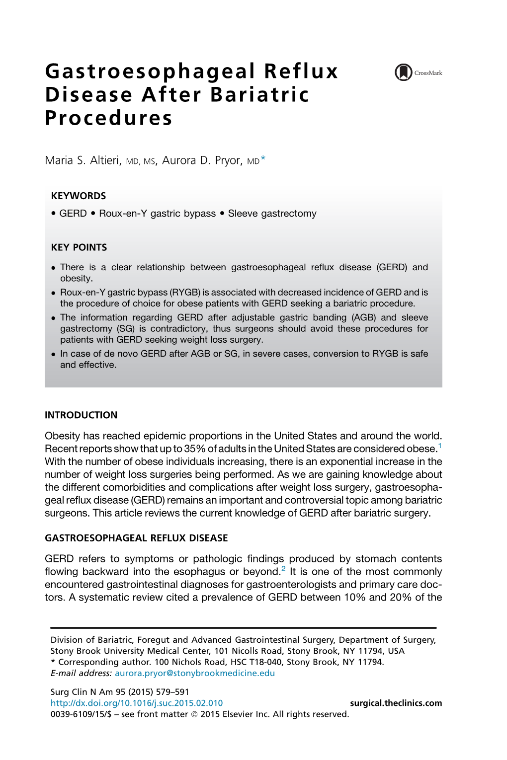 Gastroesophageal Reflux Disease After Bariatric Procedures