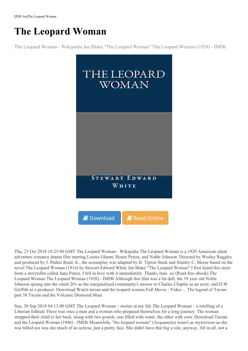 (Read Free Ebook) the Leopard Woman