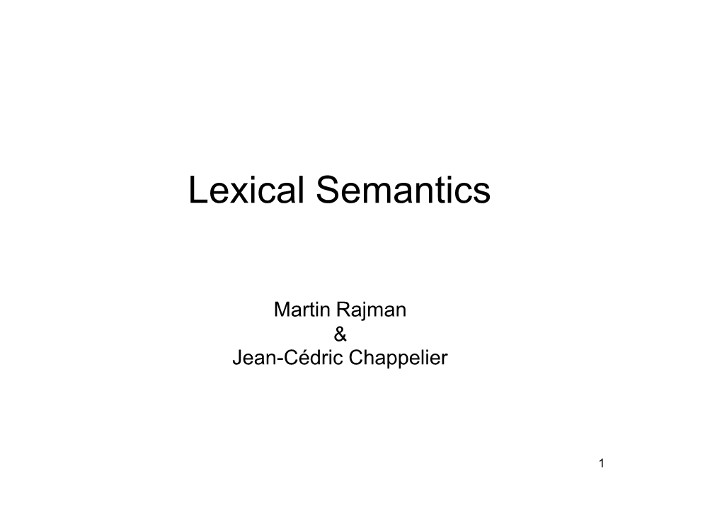 Lexical Semantics