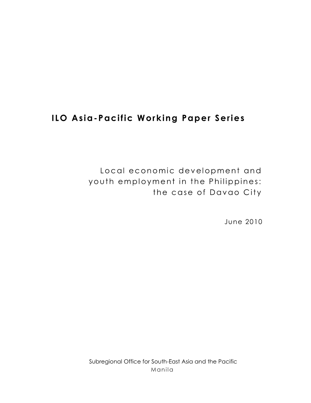 ILO Asia-Pacific Working Paper Series
