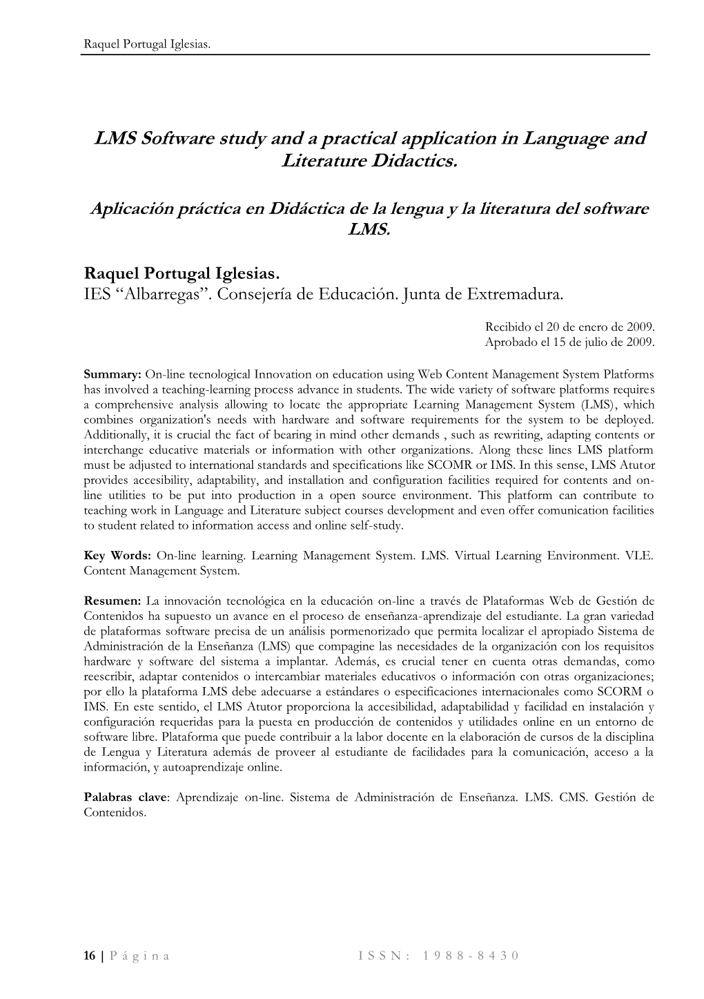 LMS Software Study and a Practical Application in Language and Literature Didactics