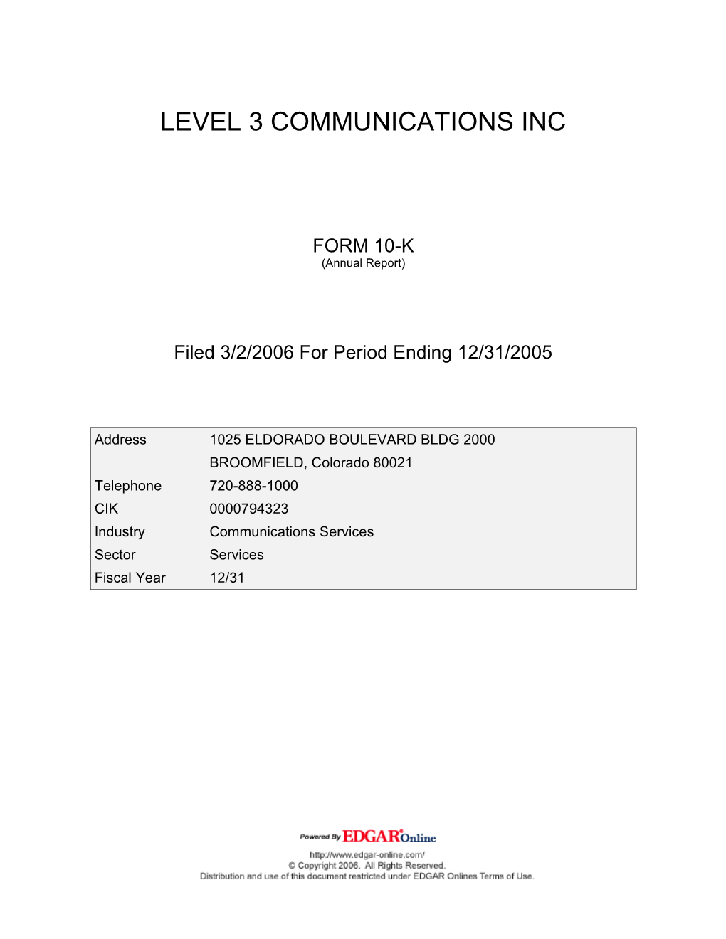 Level 3 Communications Inc