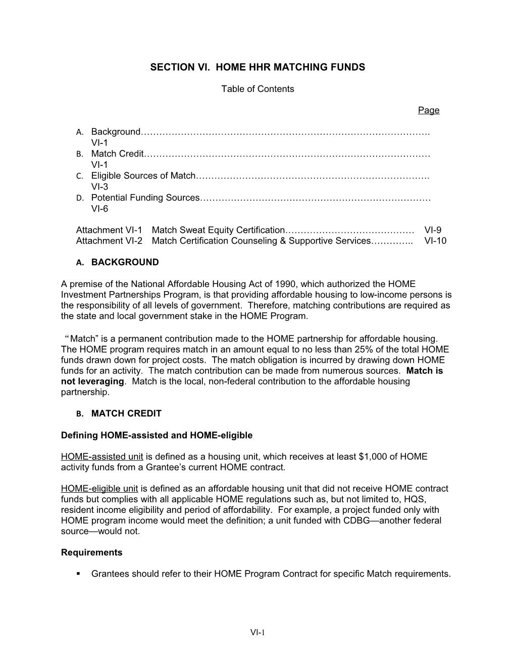 Section Vi. Home Hhr Matching Funds