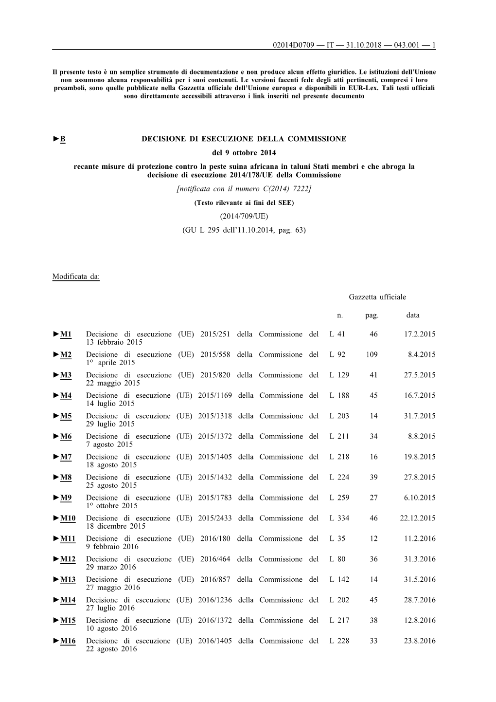 B Decisione Di Esecuzione Della Commissione