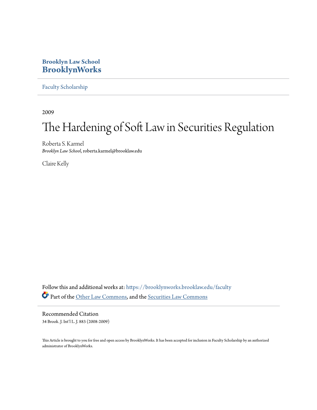 The Hardening of Soft Law in Securities Regulation