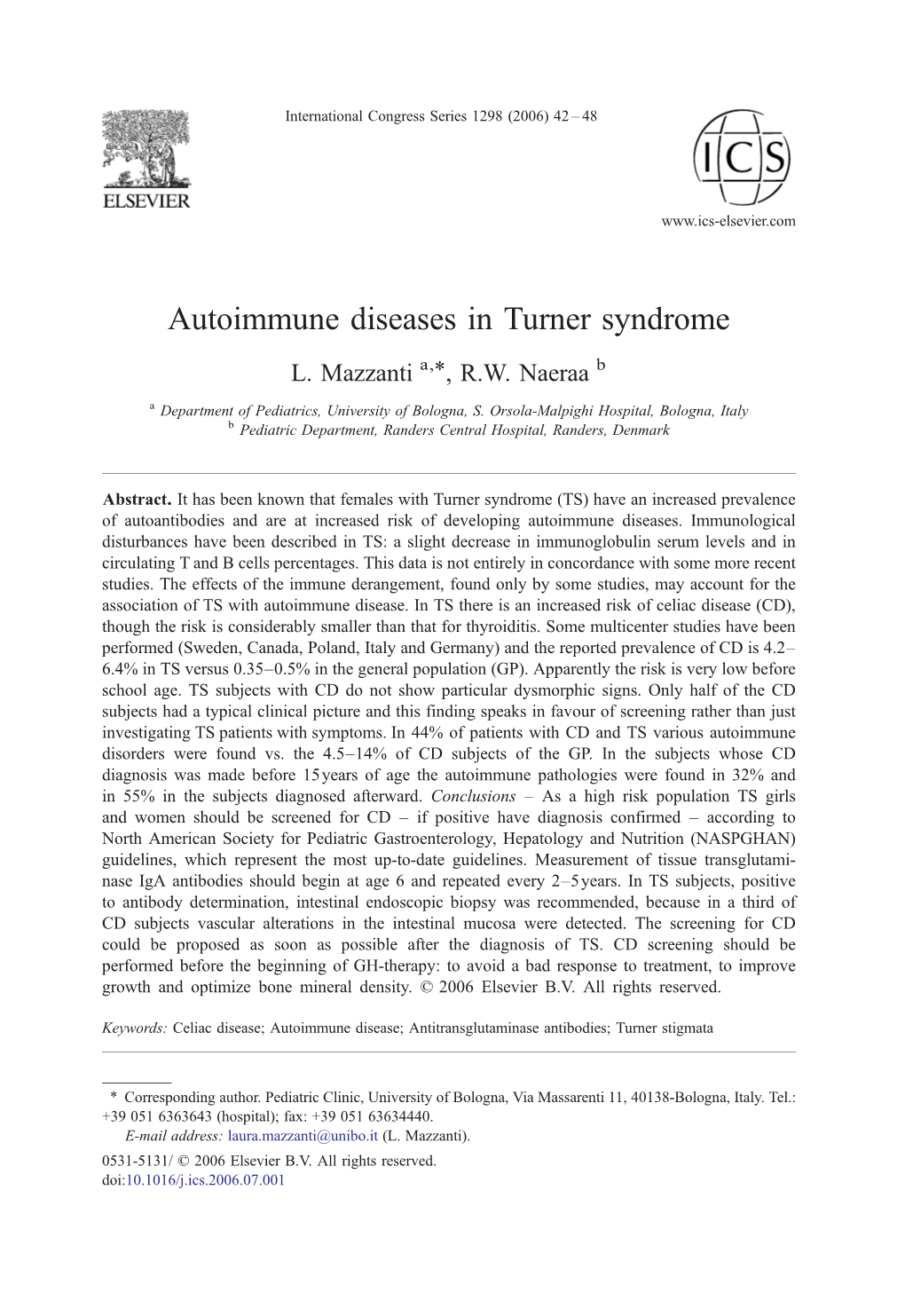 Autoimmune Diseases in Turner Syndrome ⁎ L