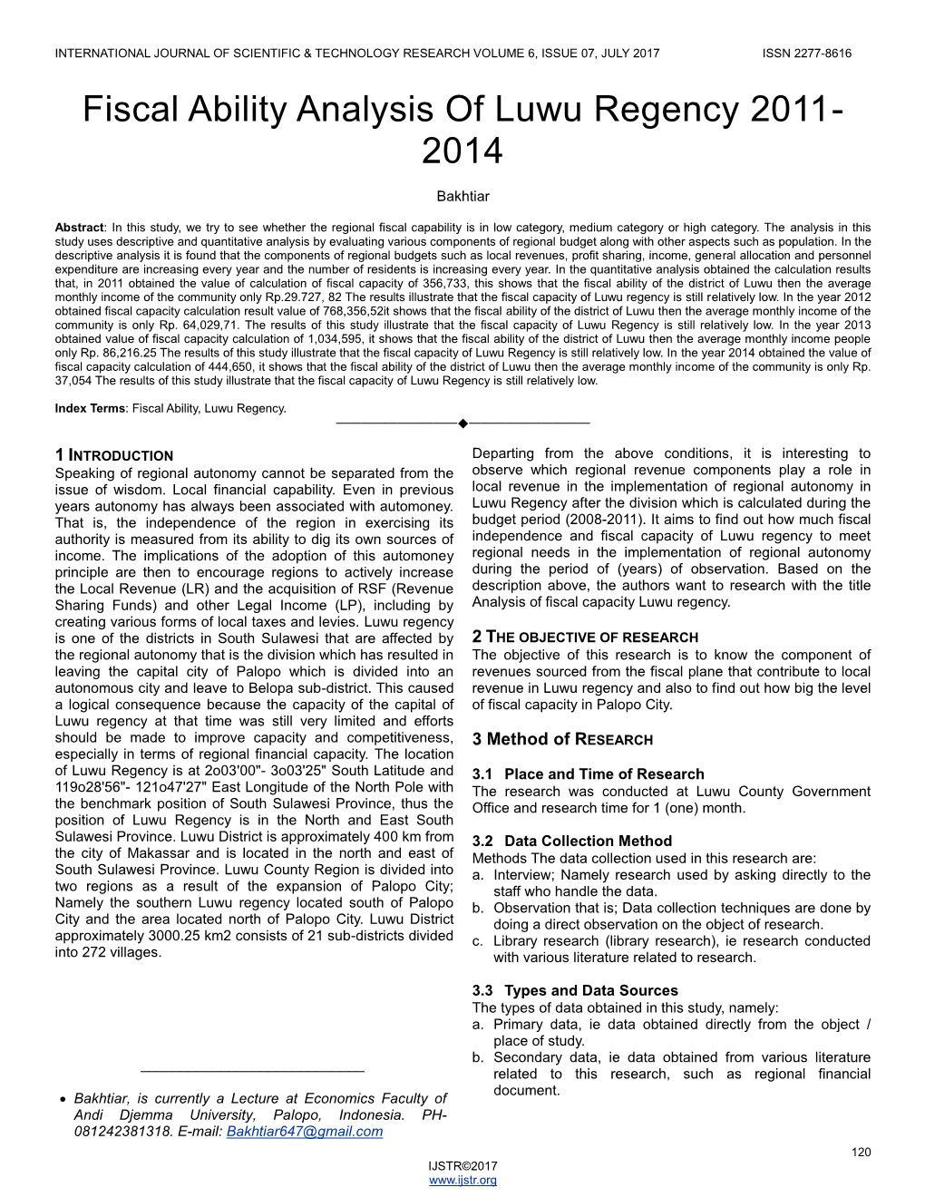 Fiscal Ability Analysis of Luwu Regency 2011- 2014