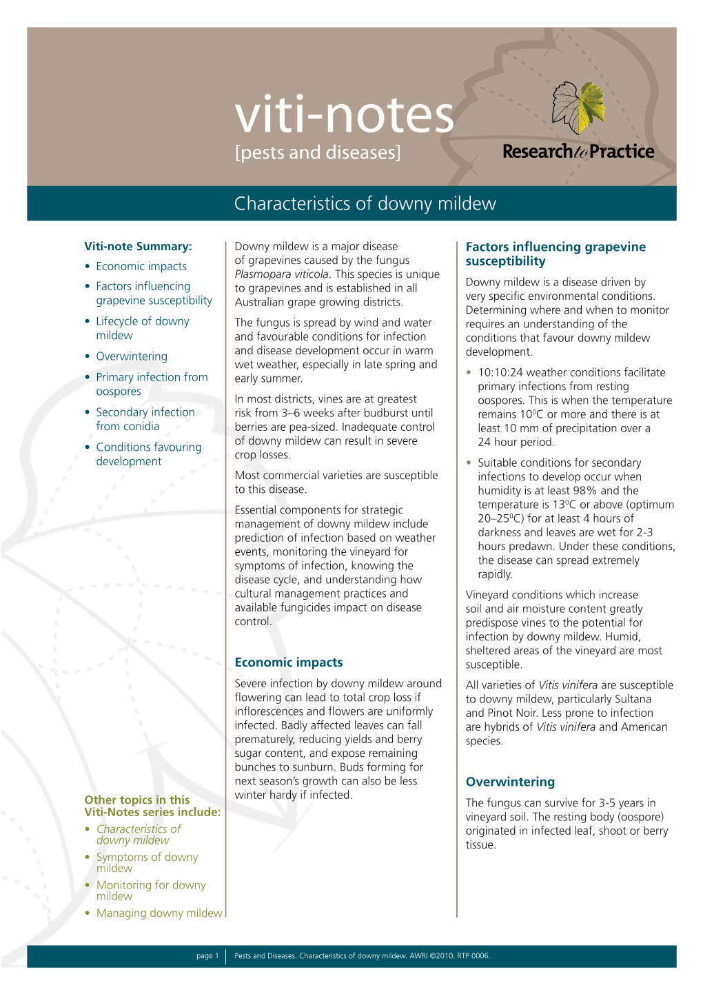 Downy Mildew Characteristics