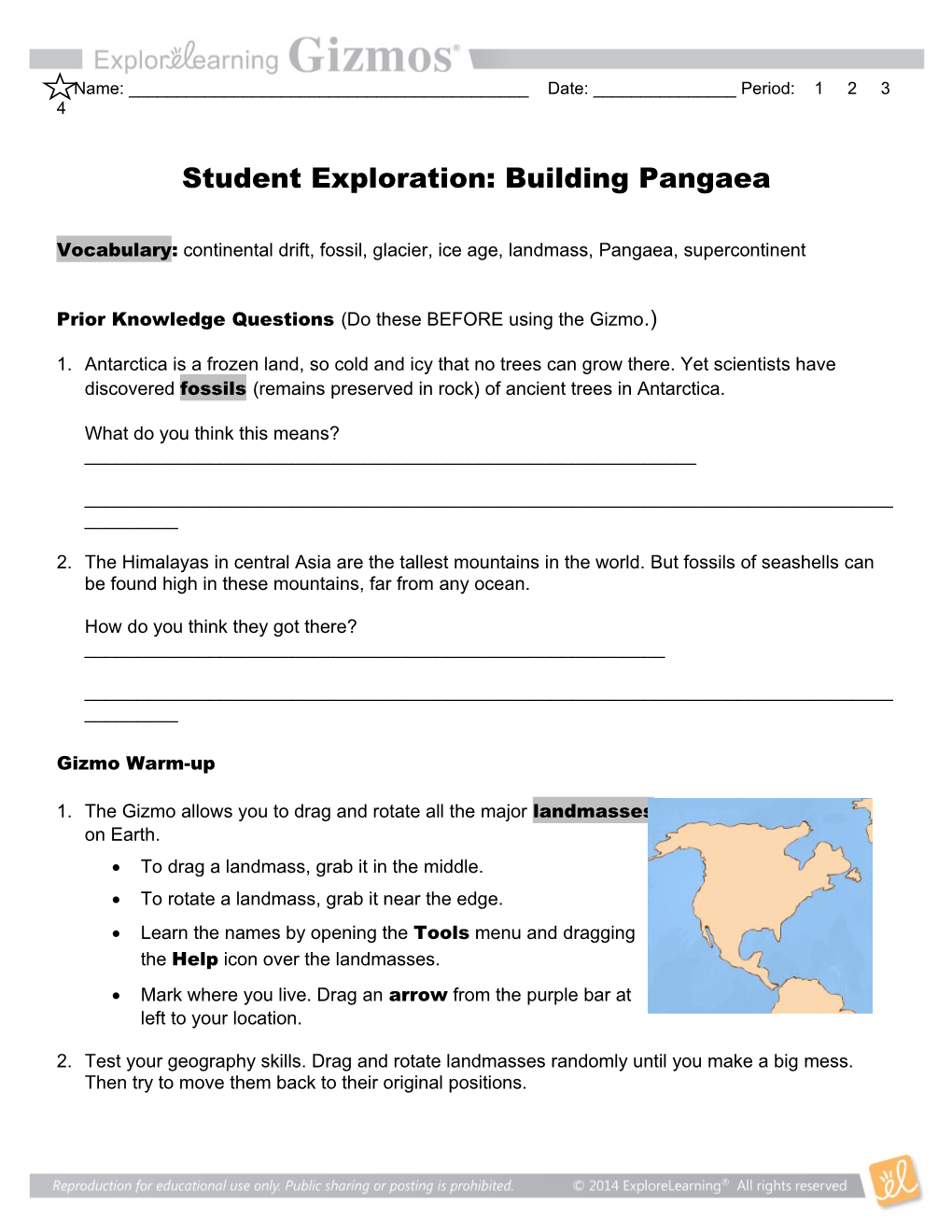 Student Exploration: Building Pangaea