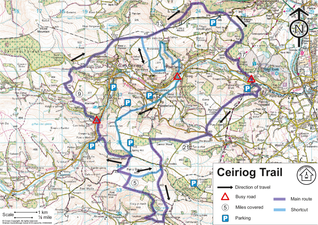 The Ceiriog Trail (Direction and Map)