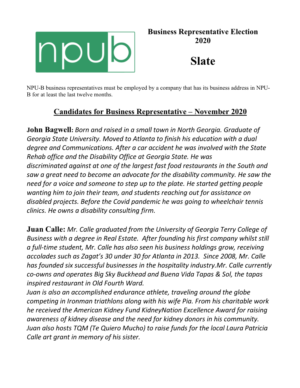 NPUB Slate 2020