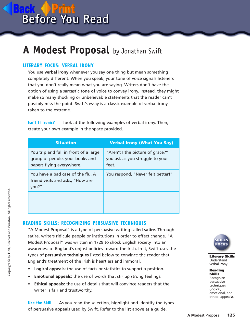 A Modest Proposal by Jonathan Swift