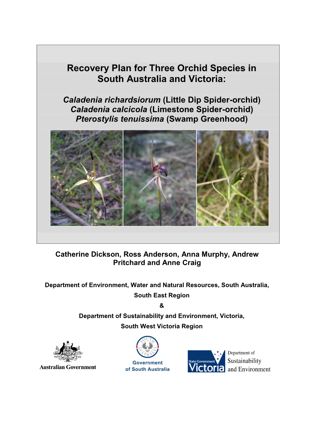 Recovery Plan for Three Orchid Species in South Australia and Victoria