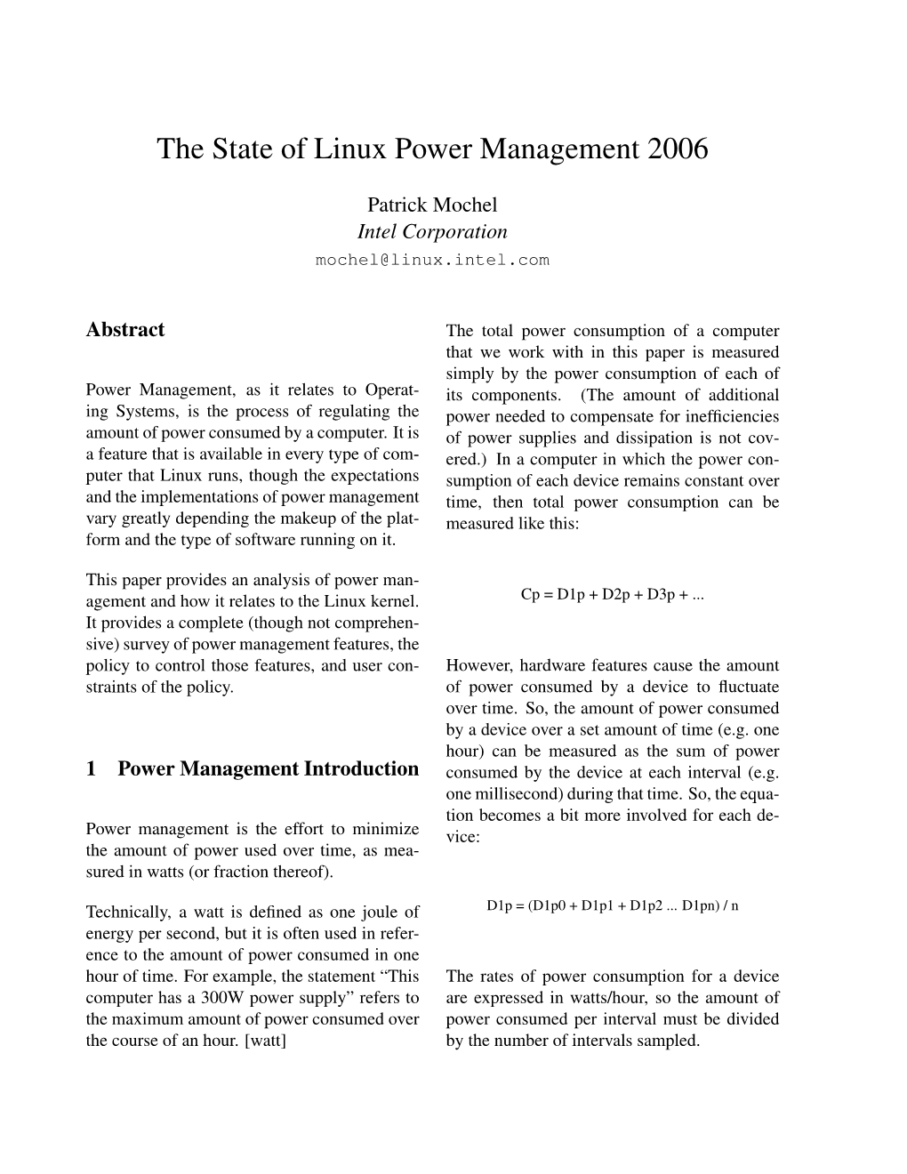 The State of Linux Power Management 2006