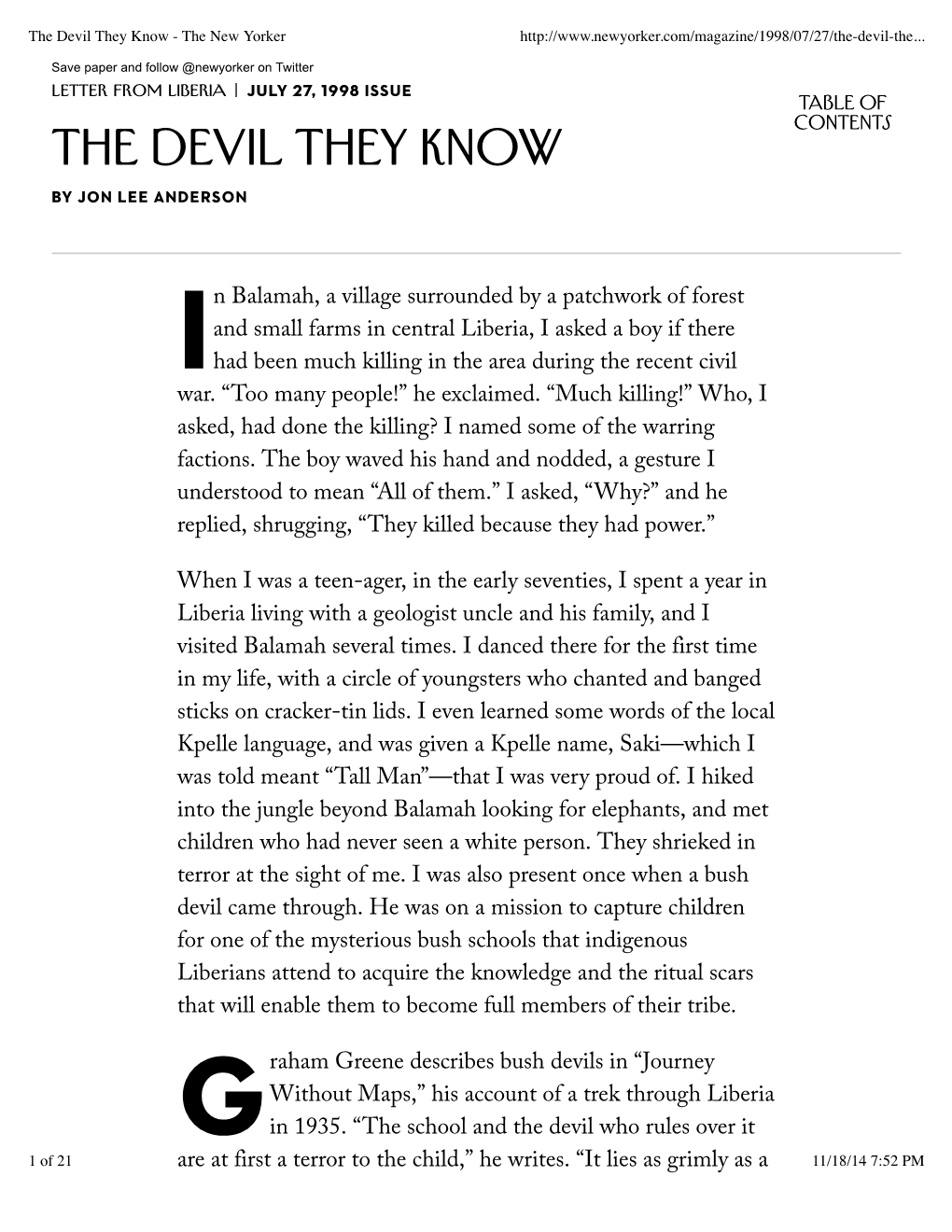 The Devil They Know - the New Yorker