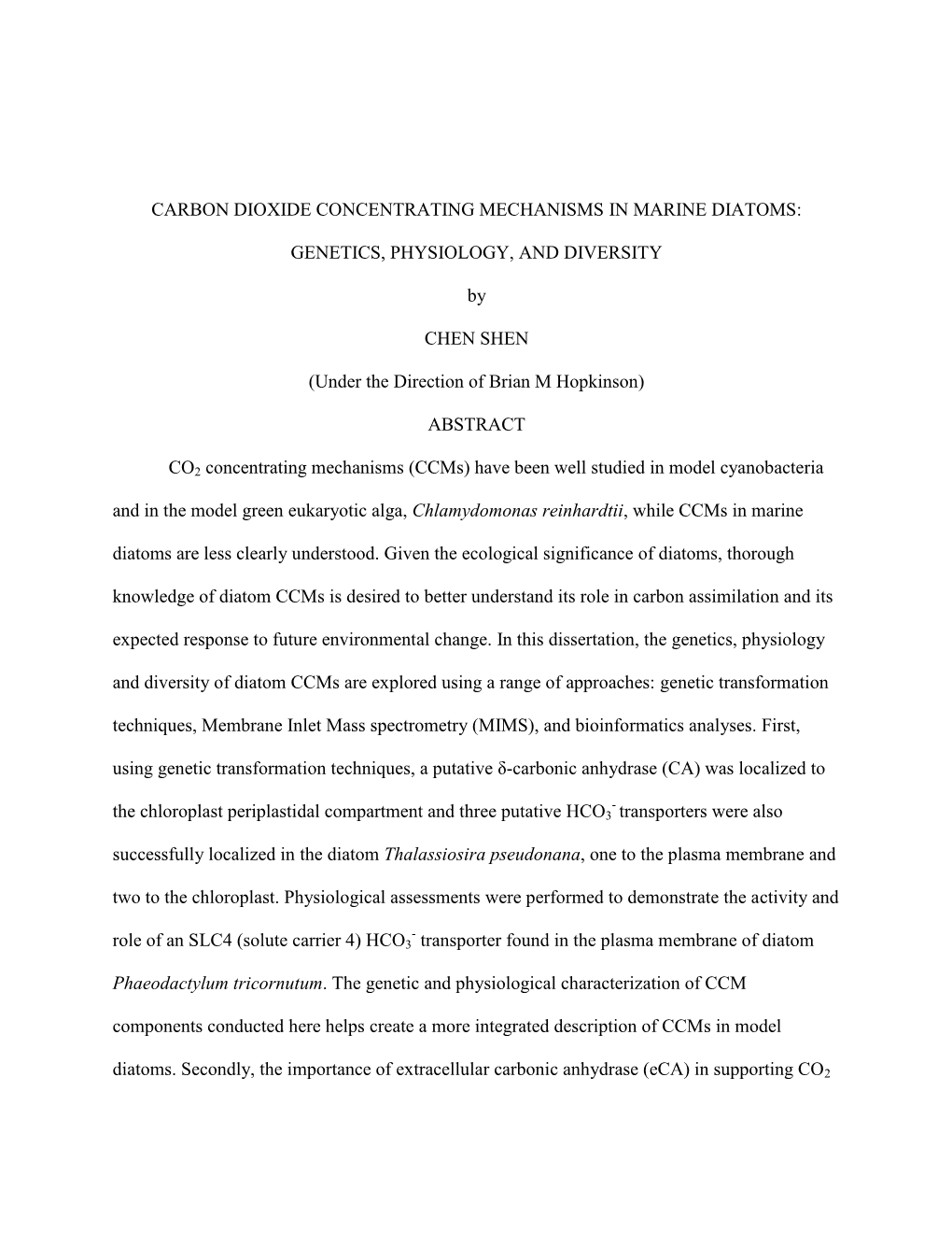 Carbon Dioxide Concentrating Mechanisms in Marine Diatoms