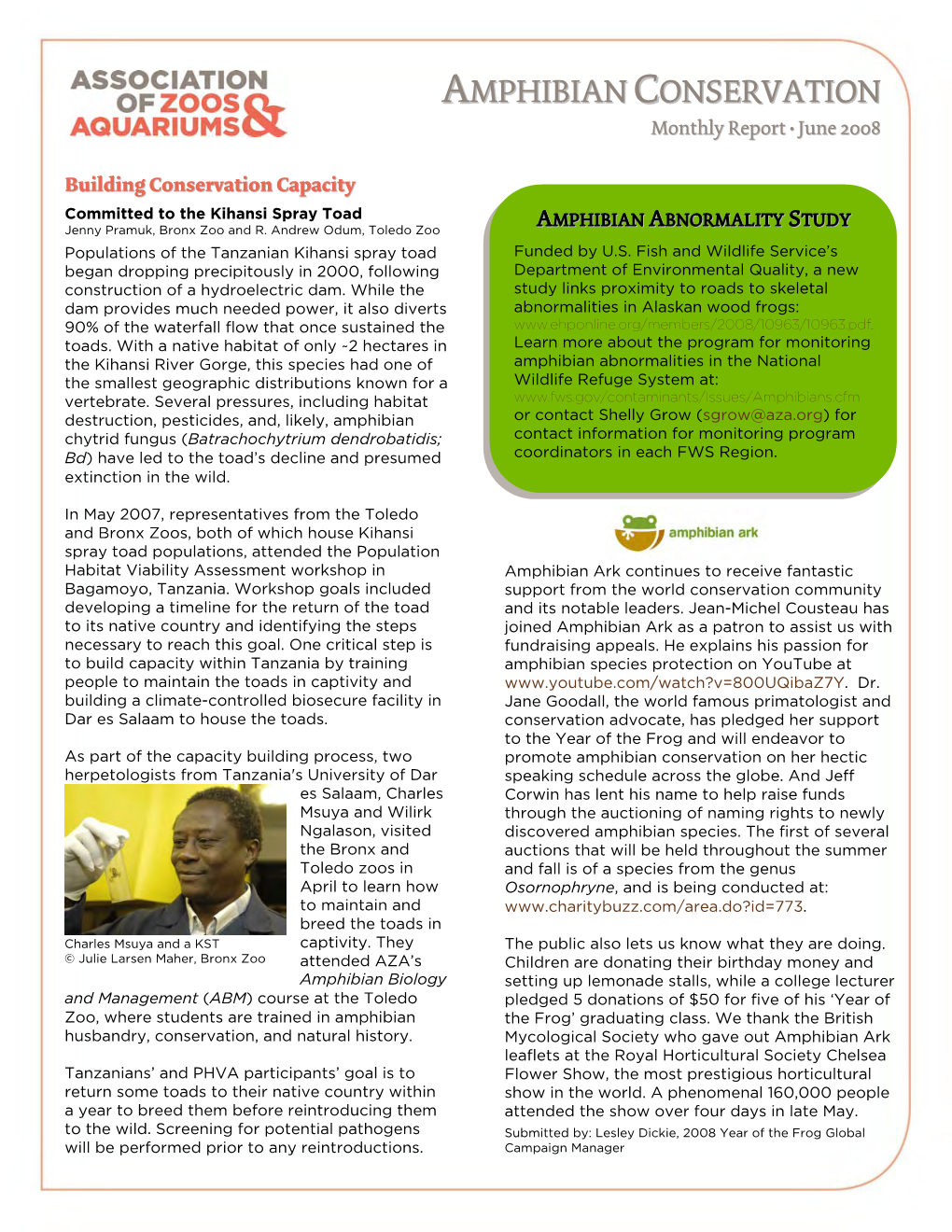 Amphibian Newsletter June 2008