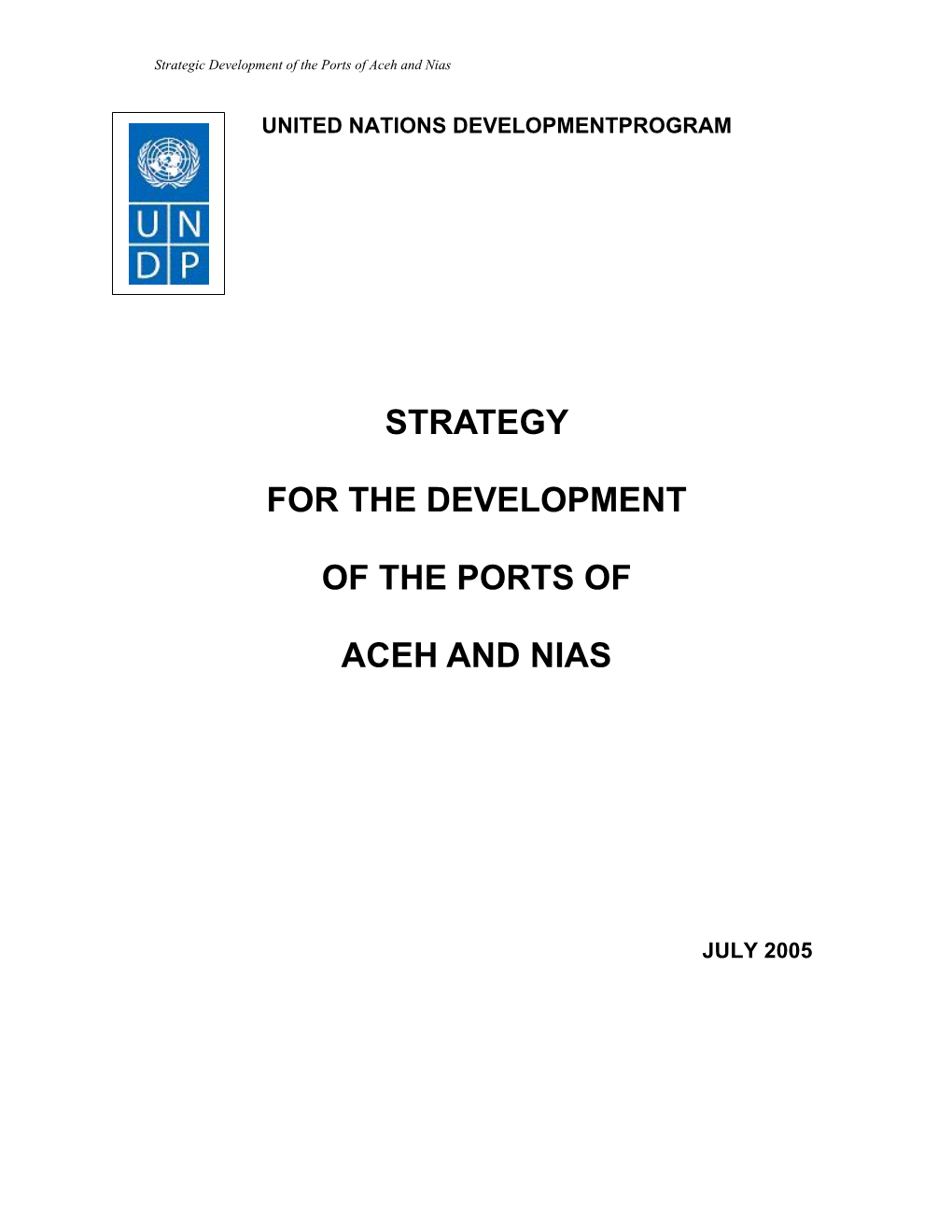 Strategy for the Development of the Ports