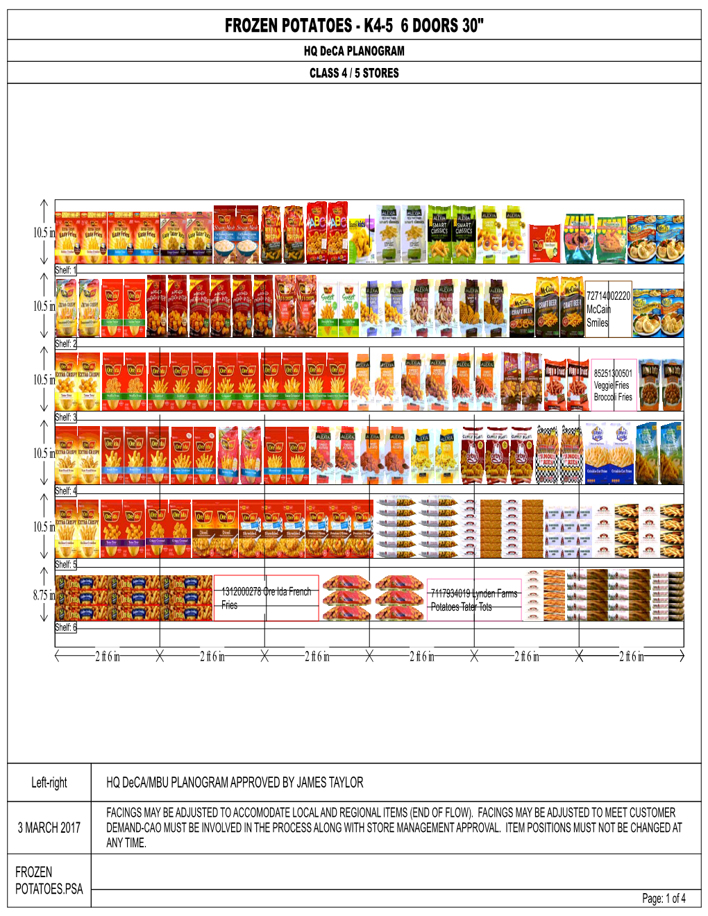 FROZEN POTATOES - K4-5 6 DOORS 30" HQ Deca PLANOGRAM CLASS 4 / 5 STORES