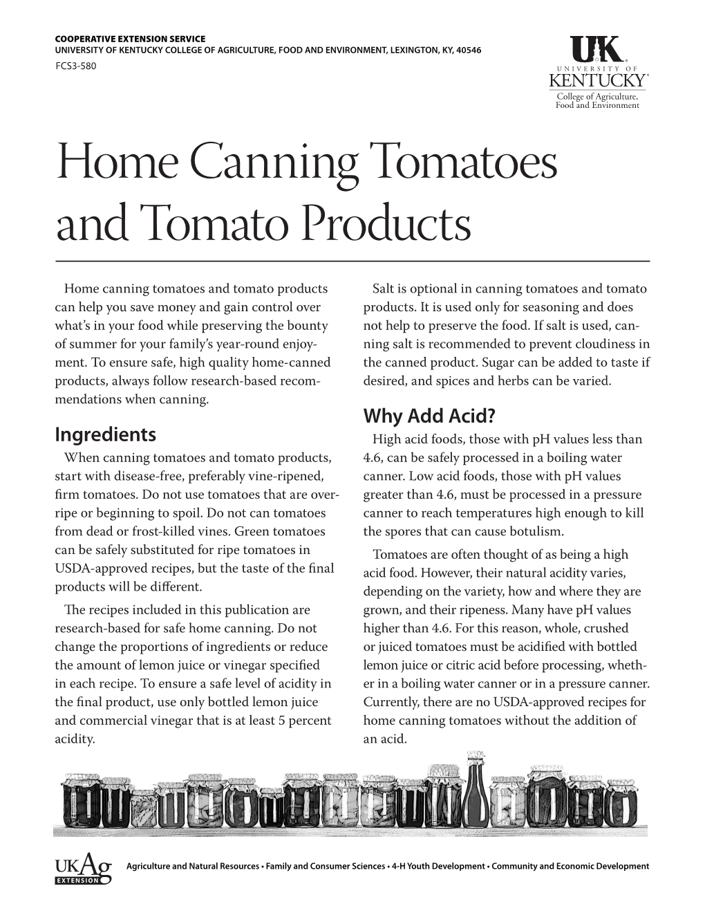 Home Canning Tomatoes and Tomato Products