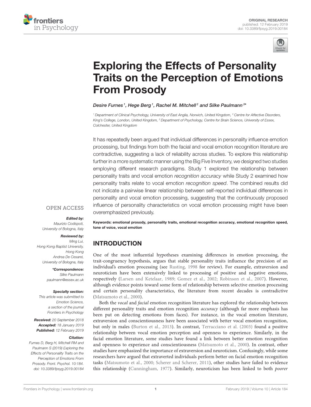 Exploring the Effects of Personality Traits on the Perception of ...