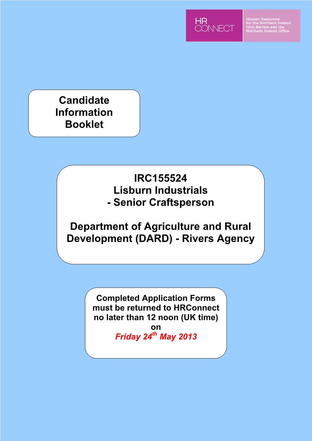 Candidate Information Booklet IRC155524 Lisburn Industrials