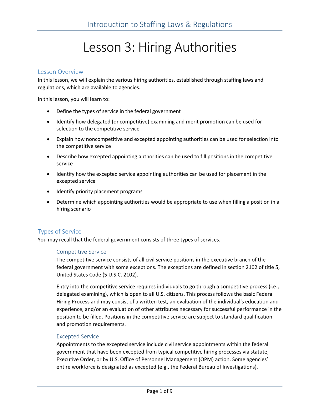 Lesson 3: Hiring Authorities