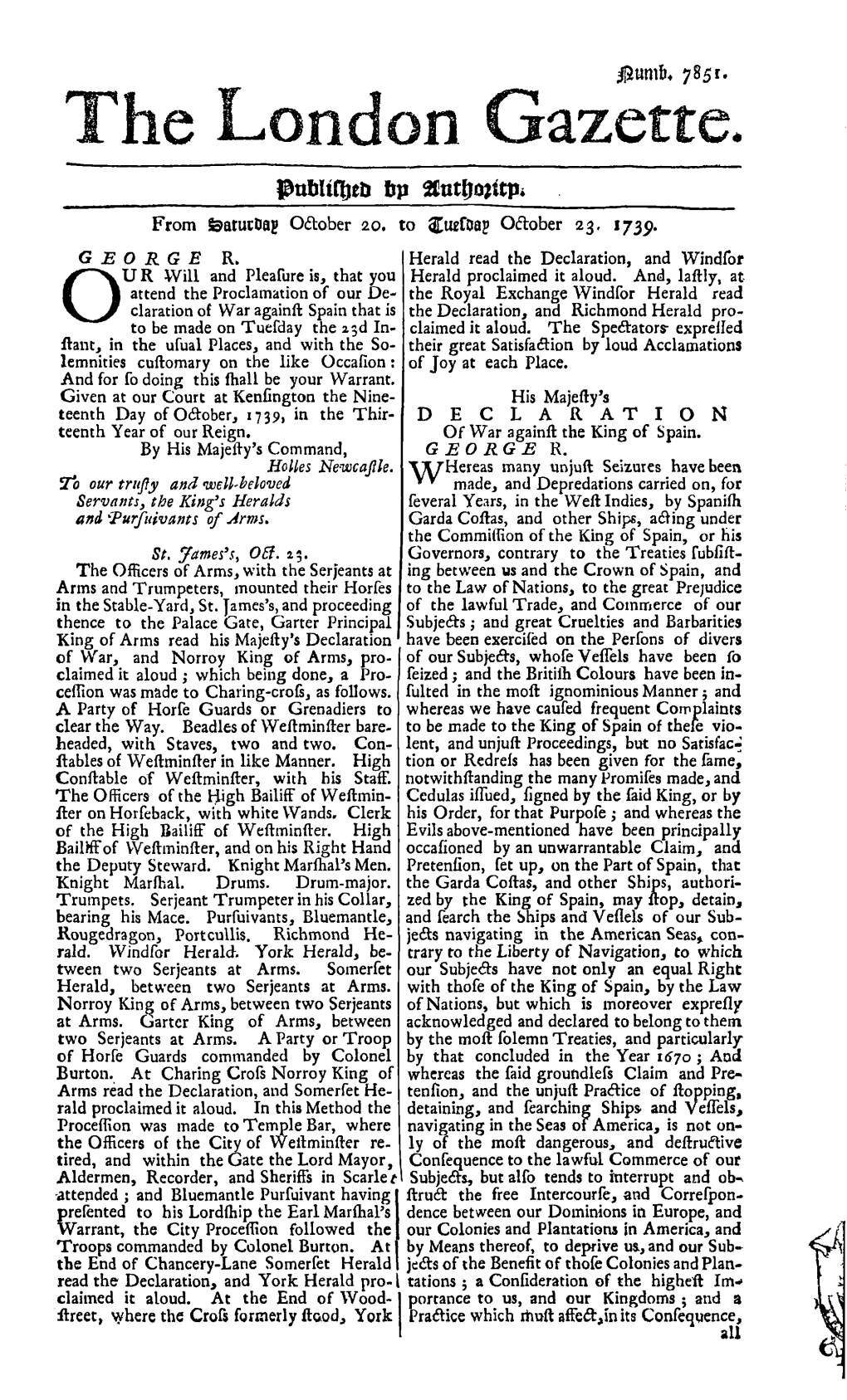 He London Gazette. Puwtsljeij Bp Atntifaittpi from Featutdag October 20