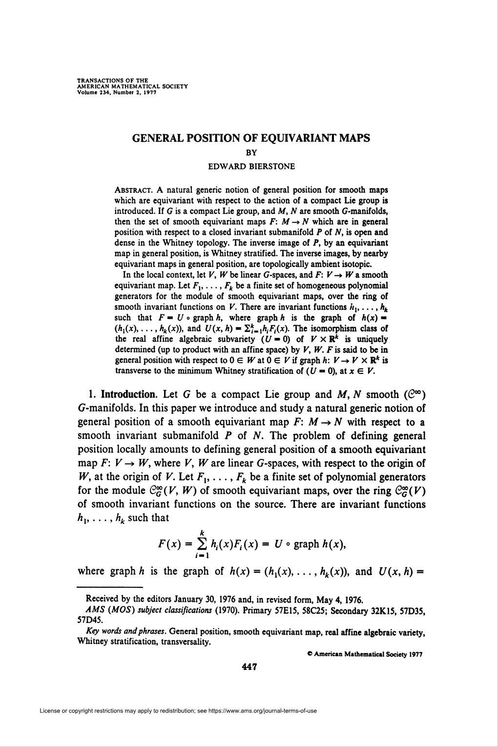 General Position of Equivariant Maps