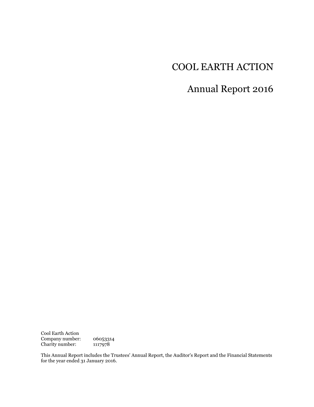 COOL EARTH ACTION Annual Report 2016
