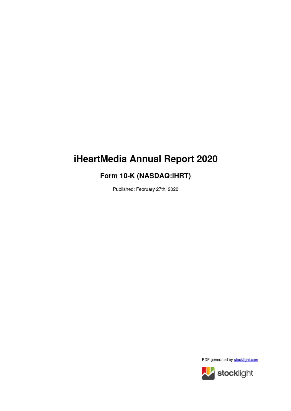 Iheartmedia Annual Report 2020