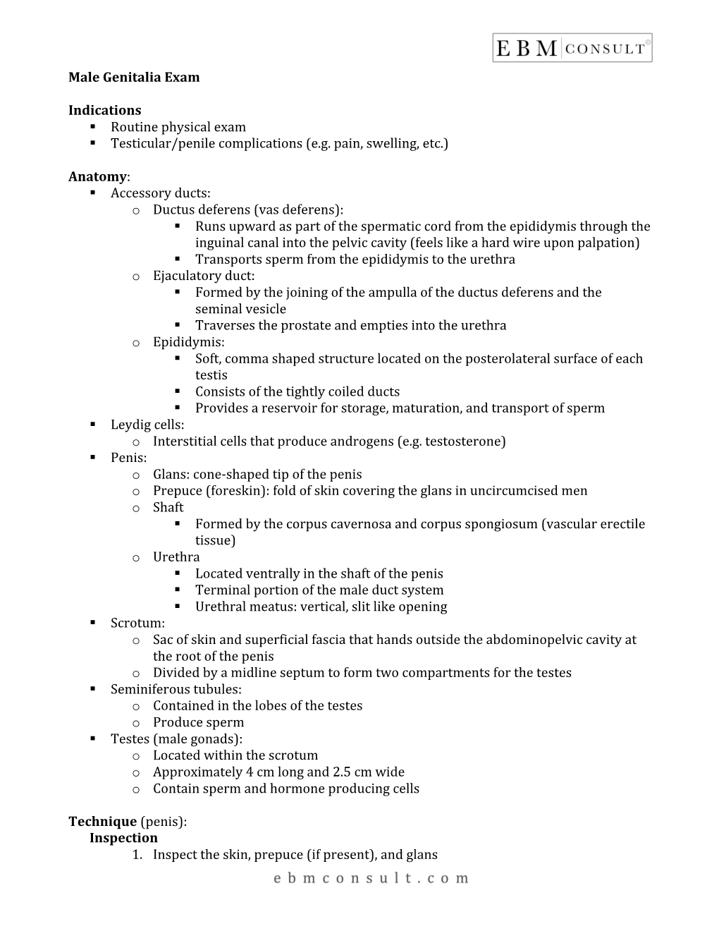 Male Genitalia Exam EBM Consult