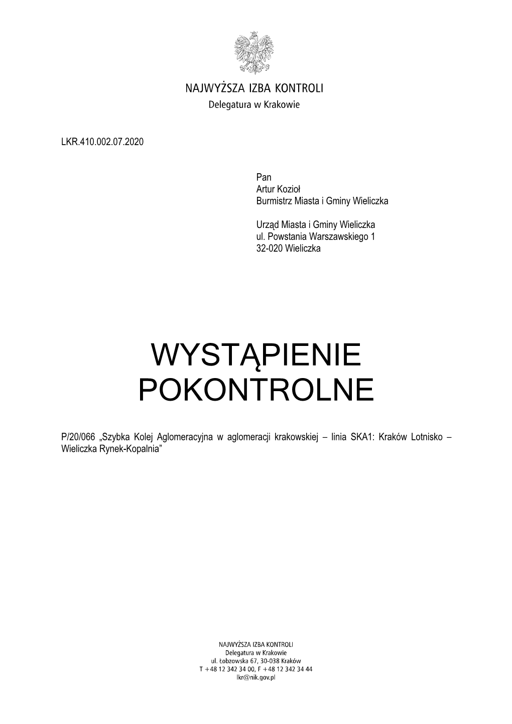 Wystąpienie Pokontrolne