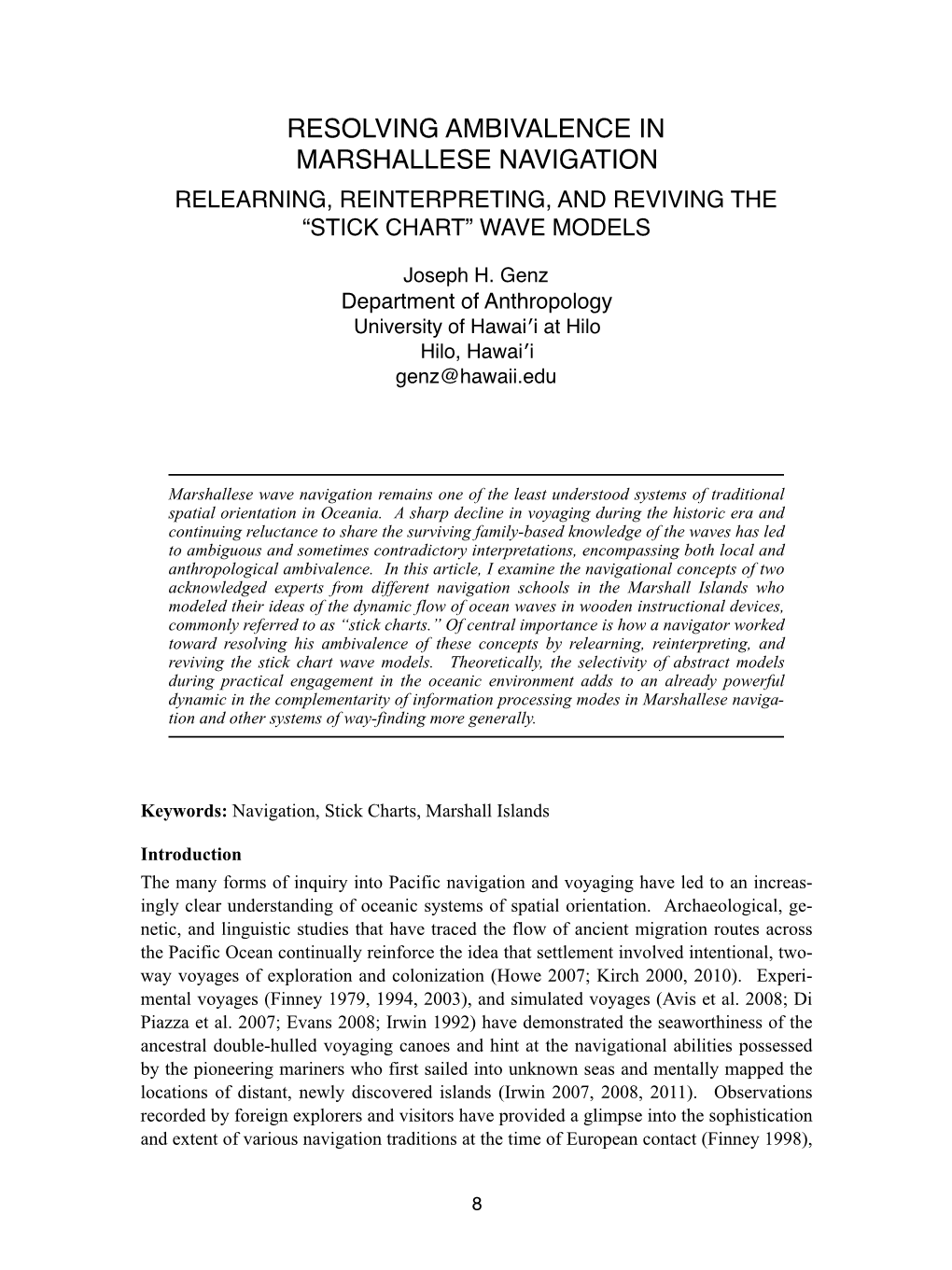 Resolving Ambivalence in Marshallese Navigation Relearning, Reinterpreting, and Reviving the “Stick Chart” Wave Models