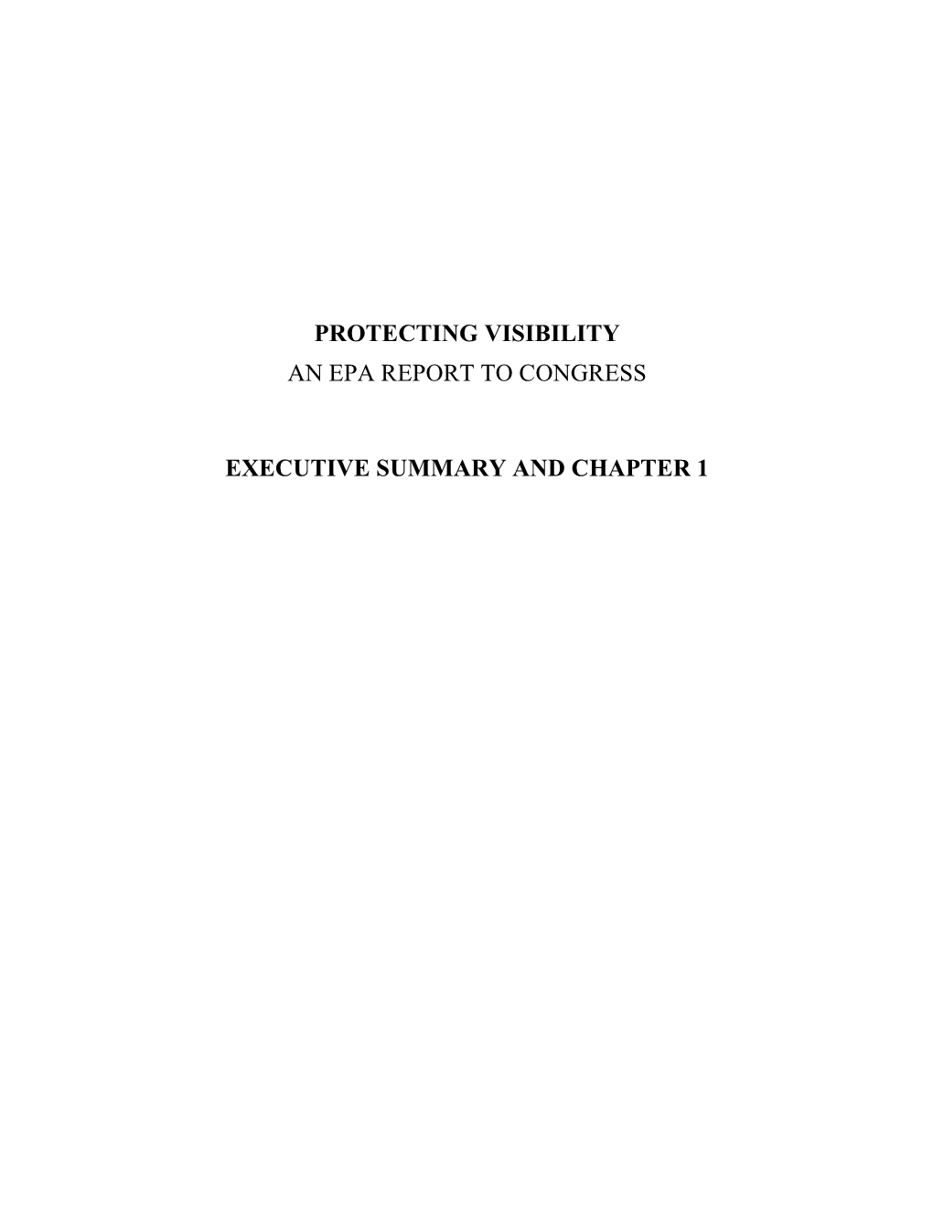 Protecting Visibility: an EPA Report to Congress