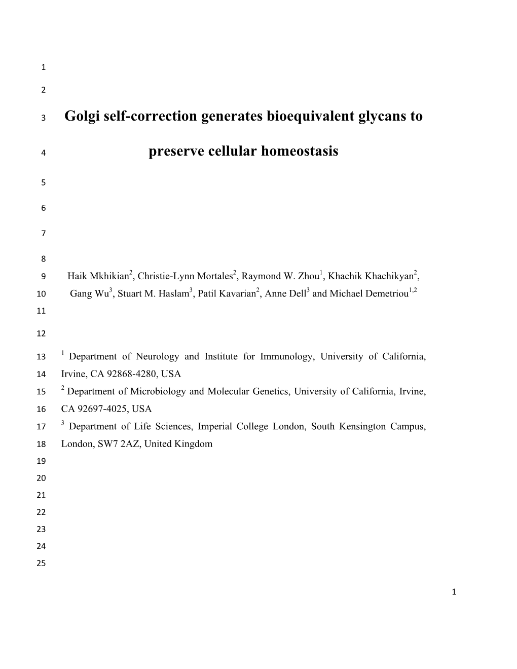 Golgi Self-Correction Generates Bioequivalent Glycans to Preserve