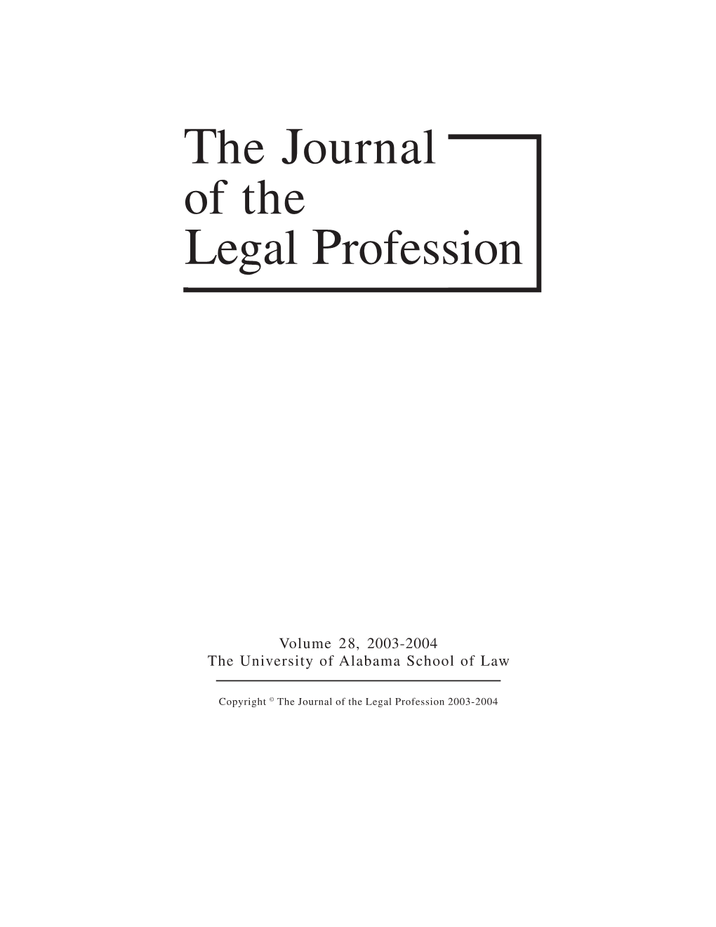 The Journal of the Legal Profession