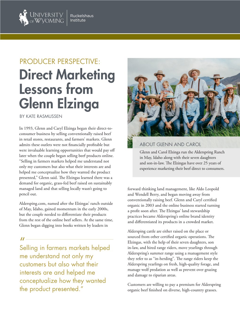 Direct Marketing Lessons from Glenn Elzinga by KATE RASMUSSEN