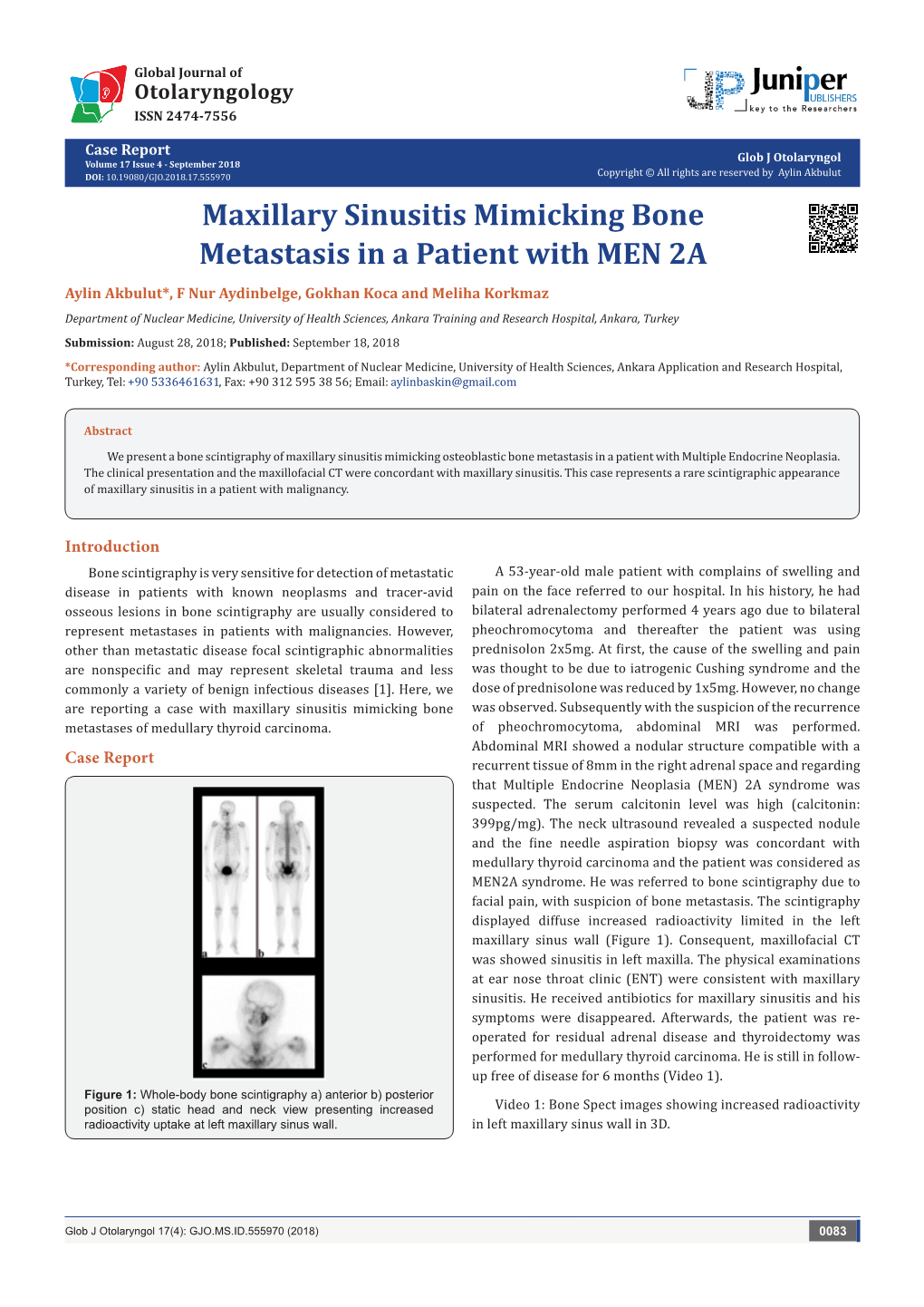 Maxillary Sinusitis Mimicking Bone Metastasis in a Patient with MEN 2A