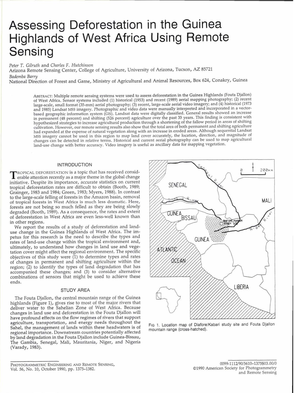 Assessing Deforestation in the Guinea Highlands of West Africa Using