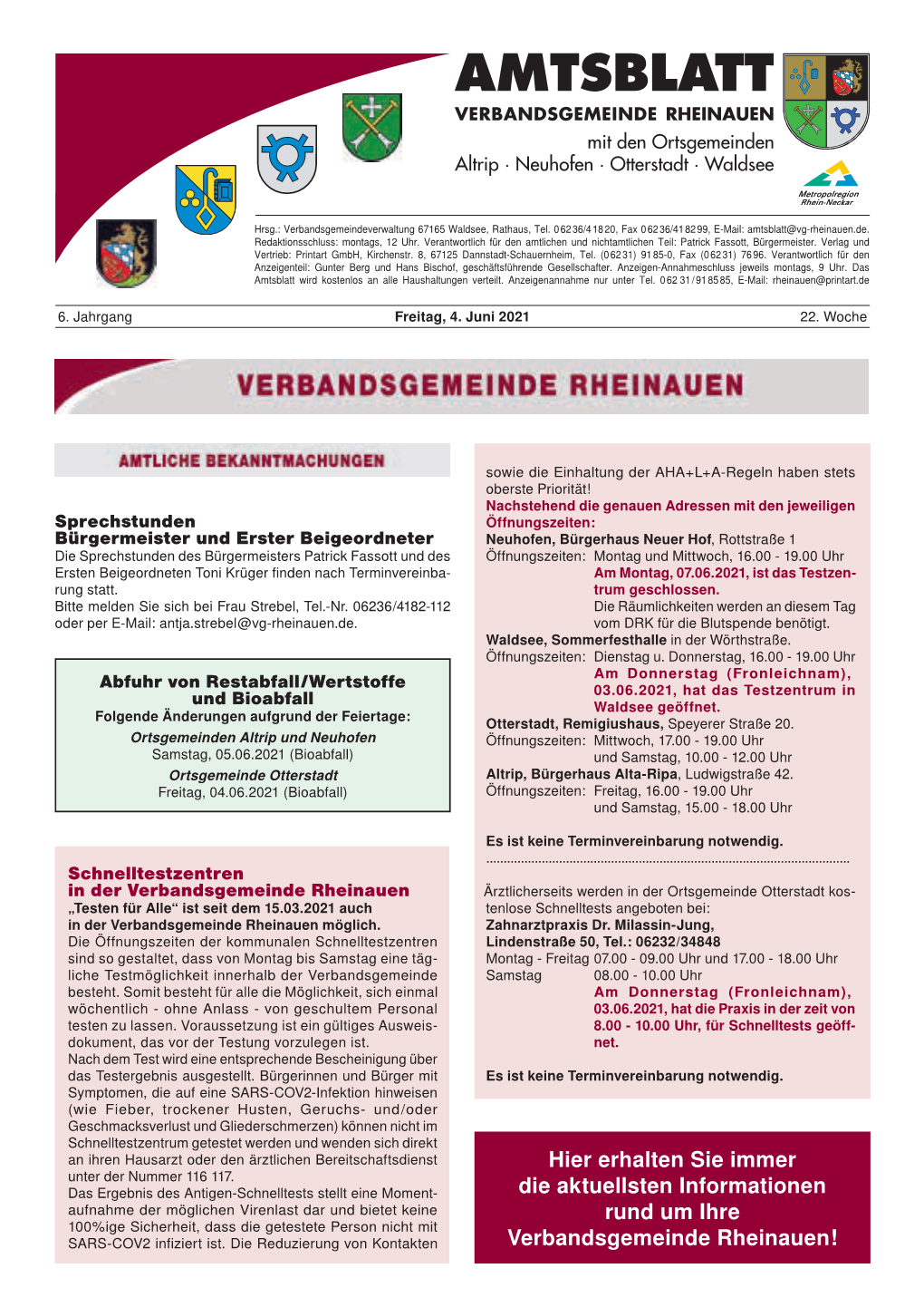 Amtsblatt Vom 04.06.2021